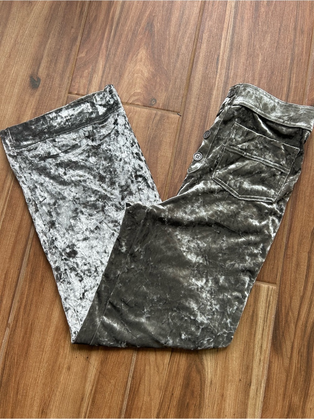 HALARA NWOT Crushed Velvet Wide Leg Pants Gray Y2K